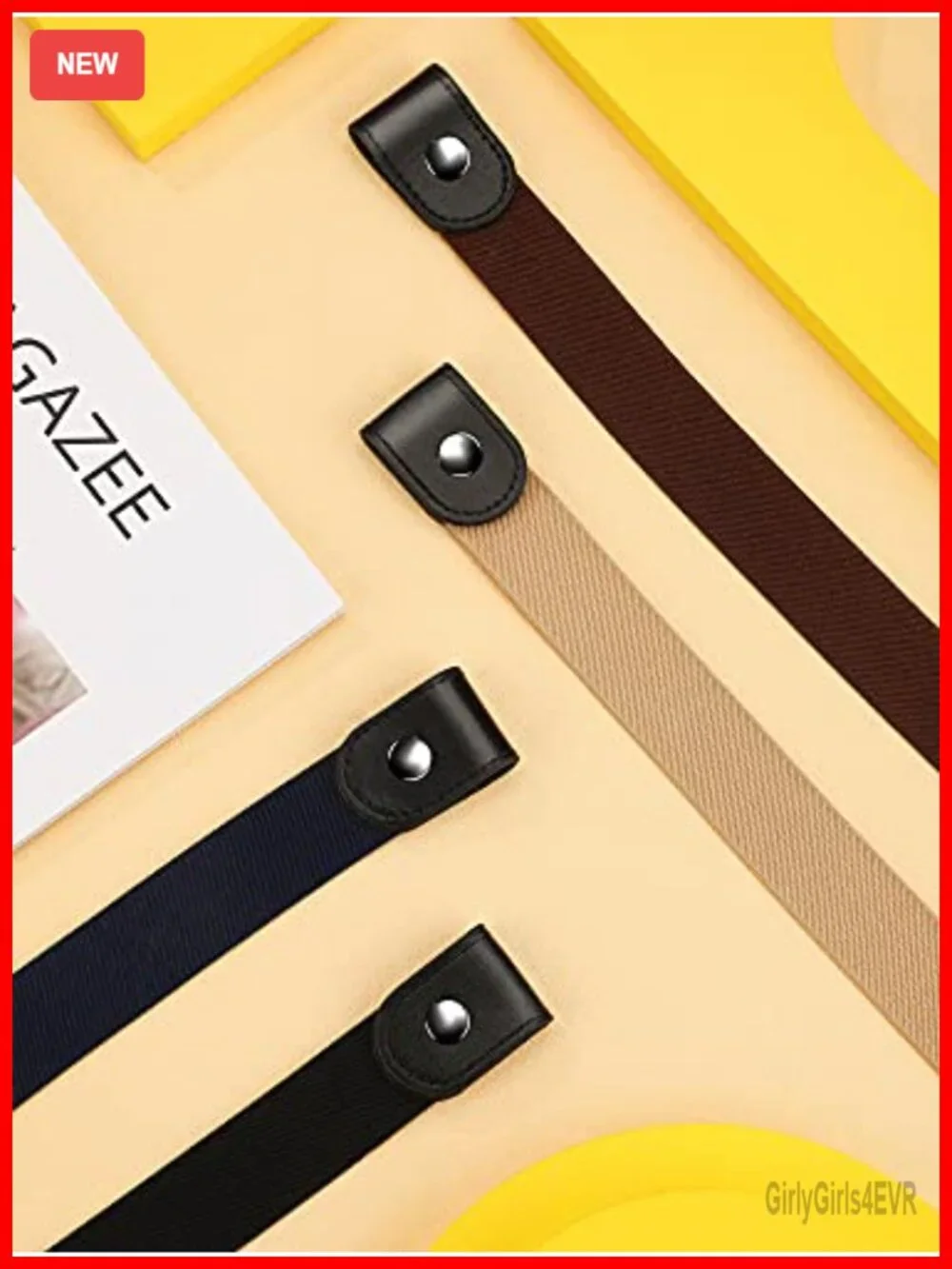 4 Pack No Buckle Stretch Belts for Women Men Adjustable Invisible Elastic Belt